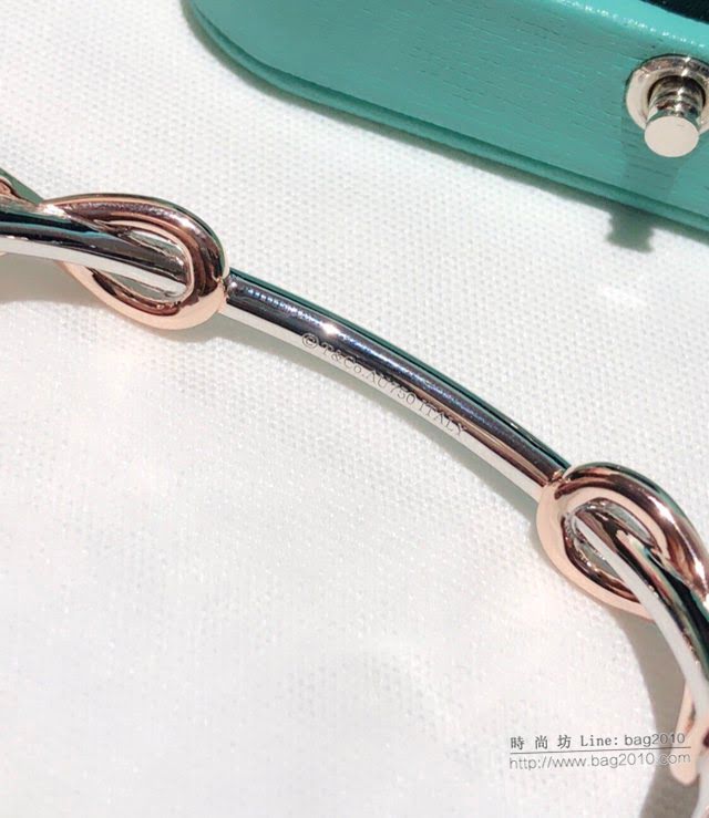 Tiffany純銀飾品 蒂芙尼女士專櫃爆款純銀八字繩結分色電鍍手鐲 Tiffany開口手環  zgt1678